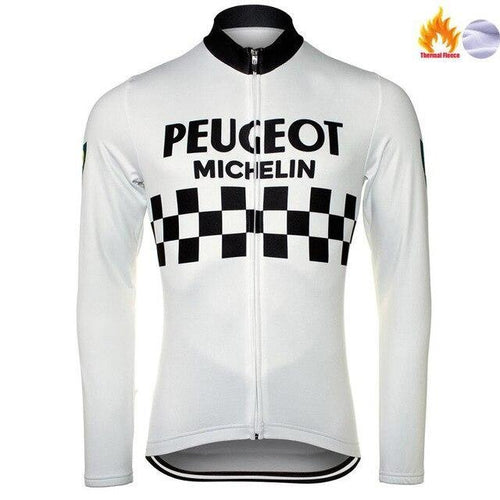 FLEECE Lined Winter Long Sleeve Jersey Peugeot WHITE