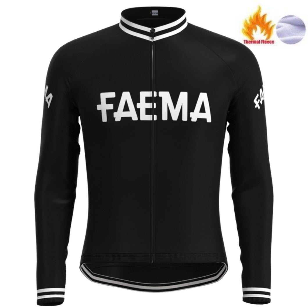 Jerseys - FLEECE Lined Winter Long Sleeve Jersey FAEMA Black