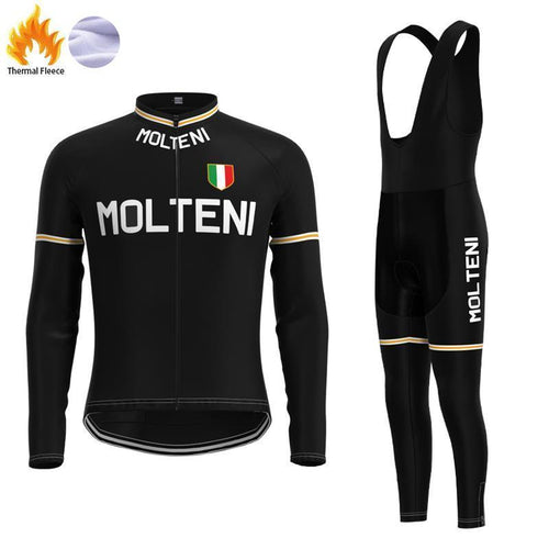 Molteni Black FLEECE Retro Top & Bib Set