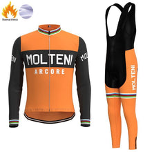 Load image into Gallery viewer, Molteni Orange FLEECE Retro Top &amp; Bib Set