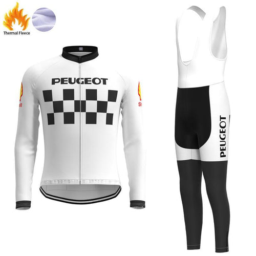 Peugeot White FLEECE Retro Top & Bib Set